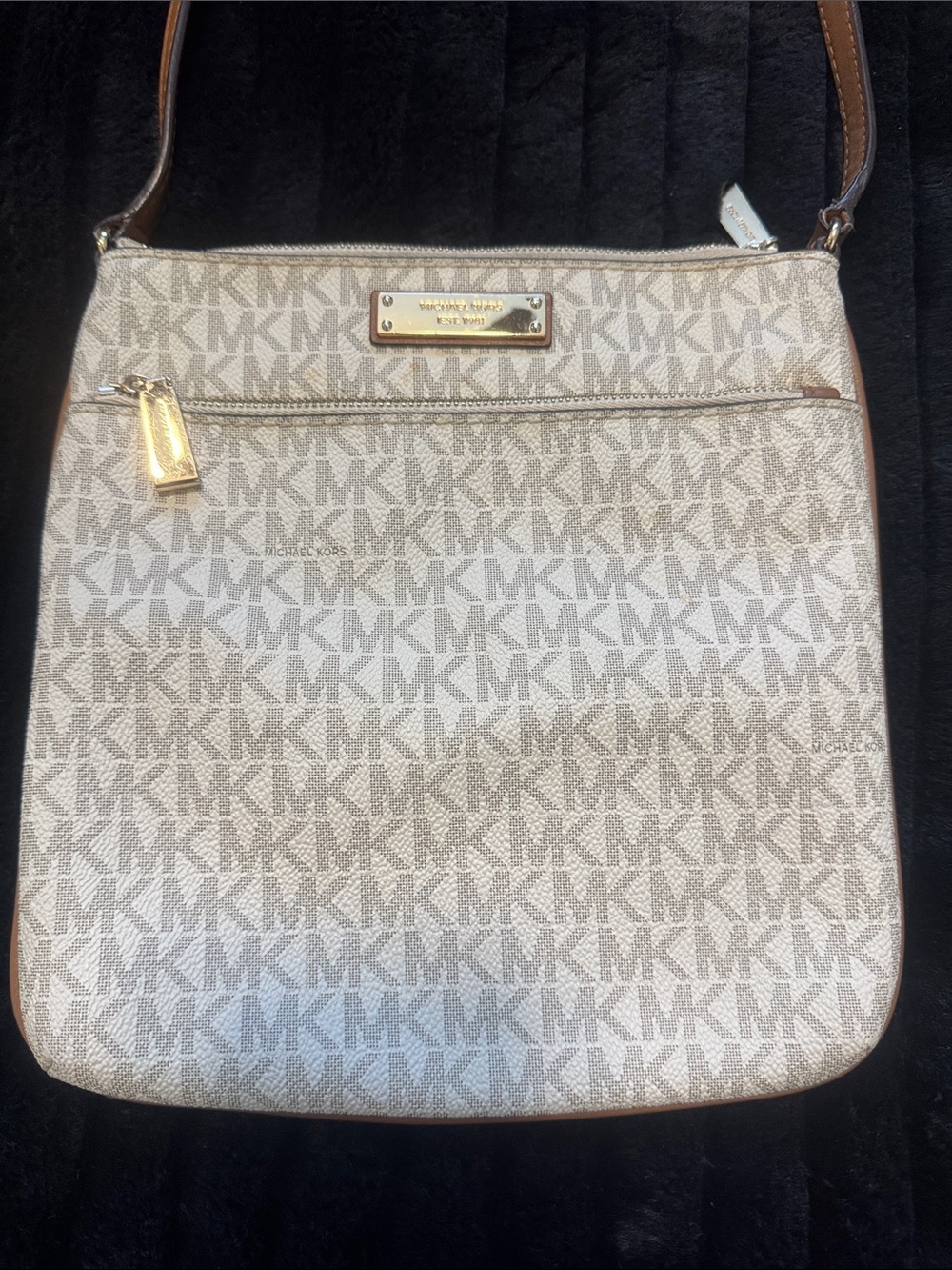Michael Kors Cream/Beige Signature MK Crossbody Bag